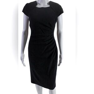 L.K. Bennett Dr. Mira side ruched sheath dress in Sz 4 in Black and White Tweed